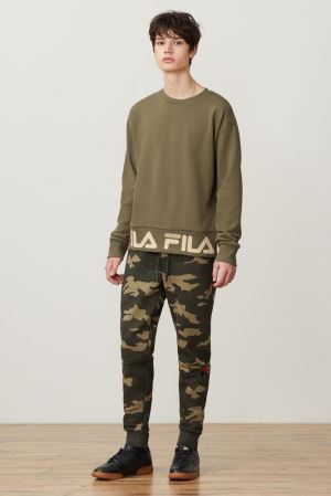 FILA Neil Crew Sweatshirts Olive,Mens Clothing | CA.RCEATW123